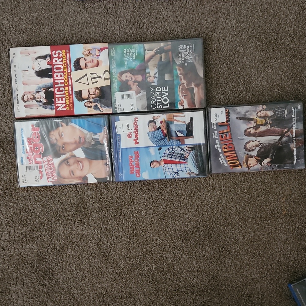 5 Brand new DVDs NIB ( one of them is a 2 movie collection, so technically 6)